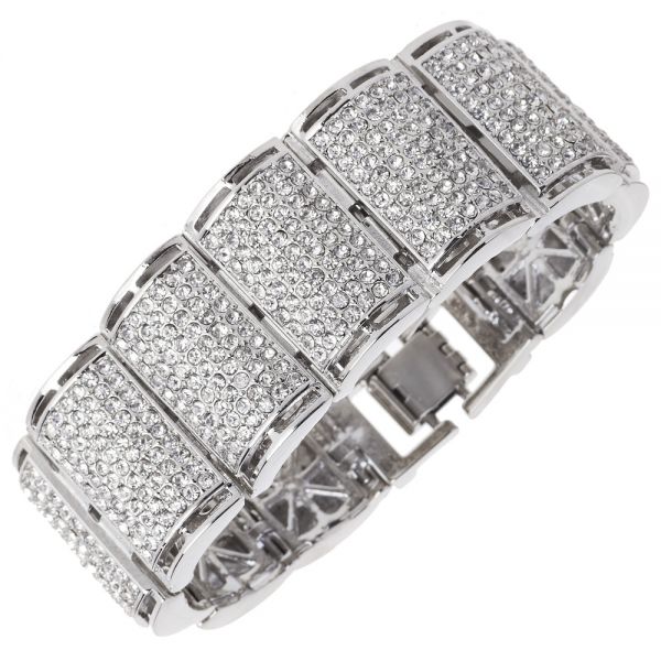 Iced Out Bling Hip Hop Bracelet Armband - RICK silber