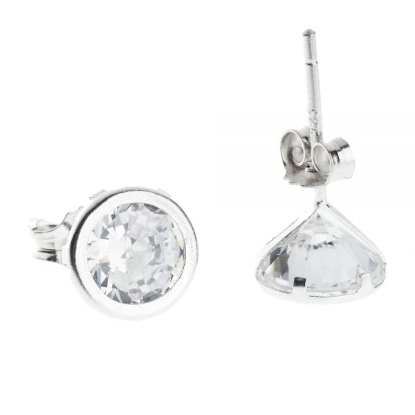 925 Sterling Silber APRIL Ohrstecker - Zirkonia WHITE 7mm