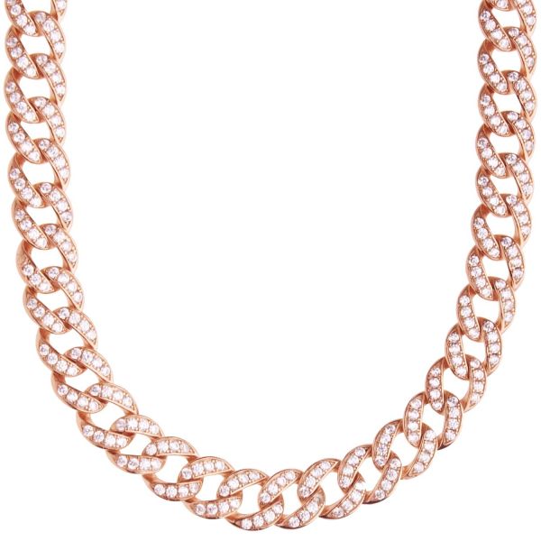 Premium Bling Sterling Silber Miami Kette - 9mm rose gold