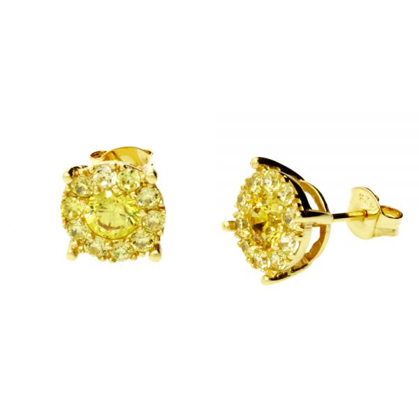 Sterling 925 Silver MICRO PAVE Earrings - 9mm gold