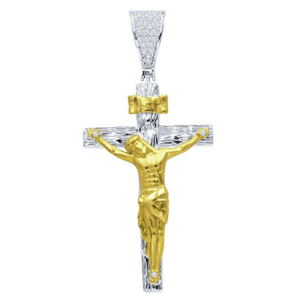 925 Sterling Silber 3D Anhänger - DIEFORM Jesus Kreuz gold