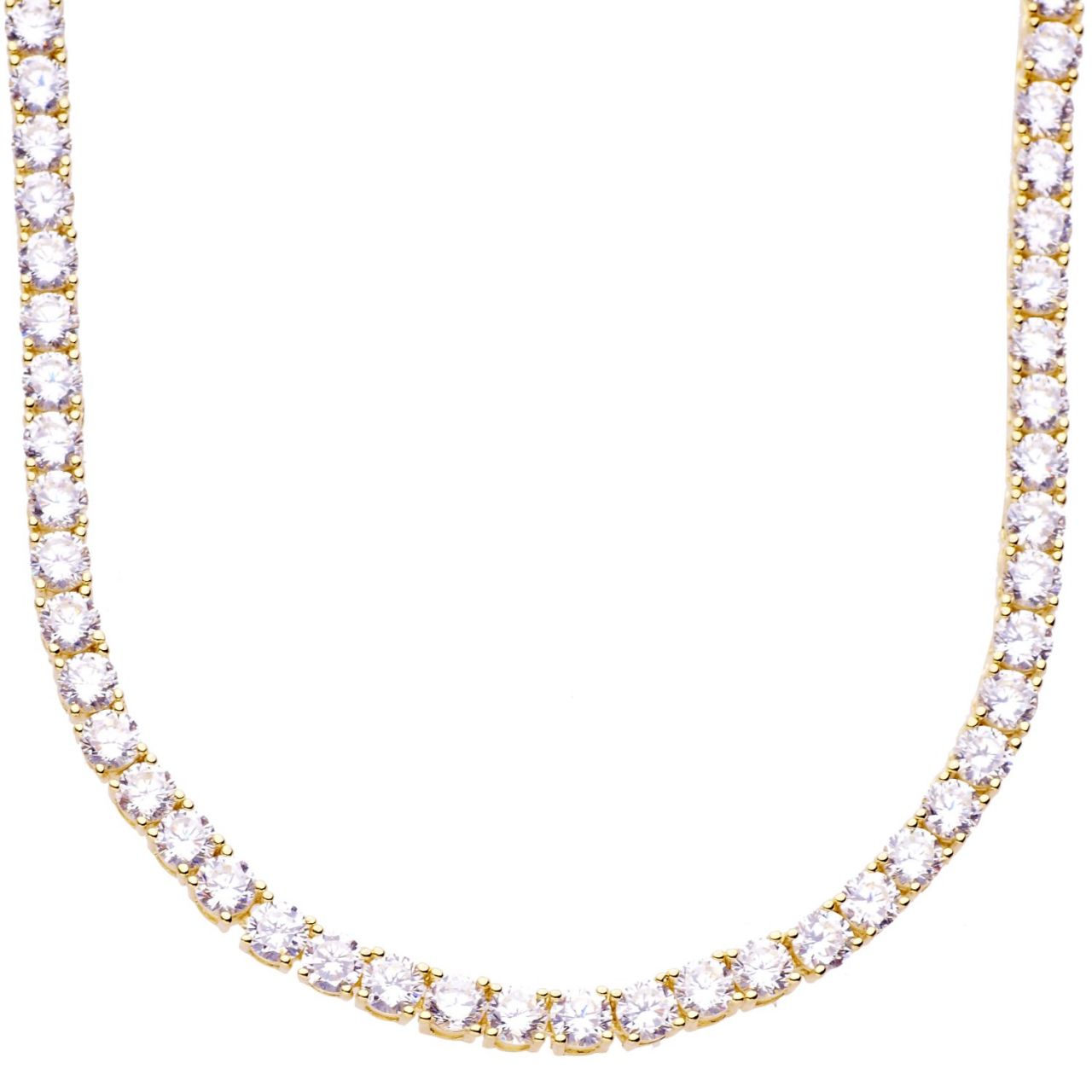 Premium Bling – Sterling 925er Silber CZ Kette 4mm gold