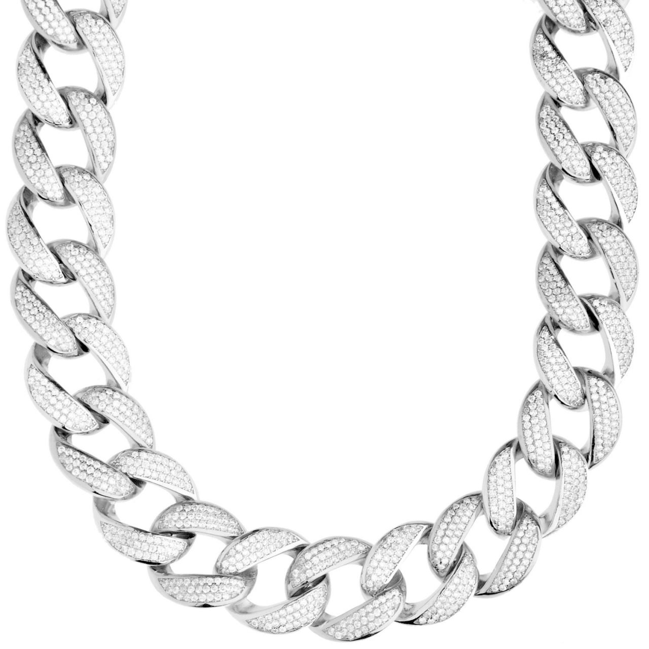 Premium Bling Sterling 925er Silber Miami Cuban Kette – 16mm Premium Bling Sterling 925er Silber Miami Cuban Kette – 16mm