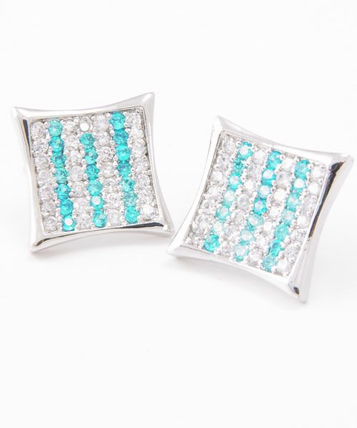 Sterling 925er Silber MICRO PAVE Ohrstecker - LINES SKY 12mm