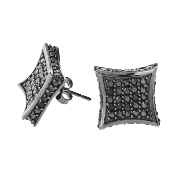 Sterling 925 Silver Earrings - ALL ICE 11mm black