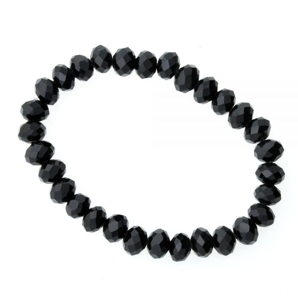 Bling Beads Diamond Cut Armband - 4mm schwarz