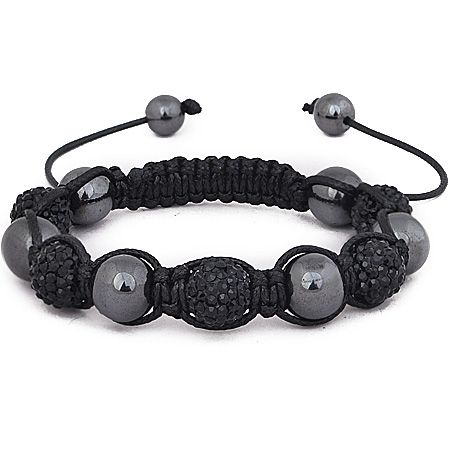 Unisex Bead Wrap Armband - BLACK CRYSTAL