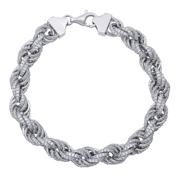 Premium Bling 925 Sterling Silber Armband - CZ ROPE 11mm