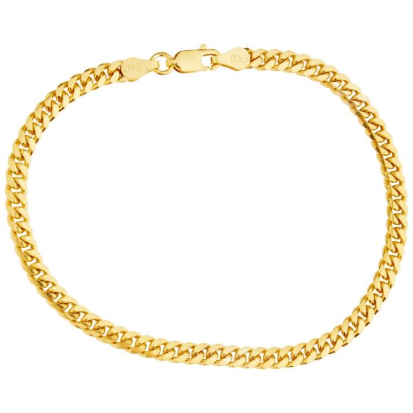 Sterling 925 Argent Gourmette Bracelet - MIAMI 4mm gold