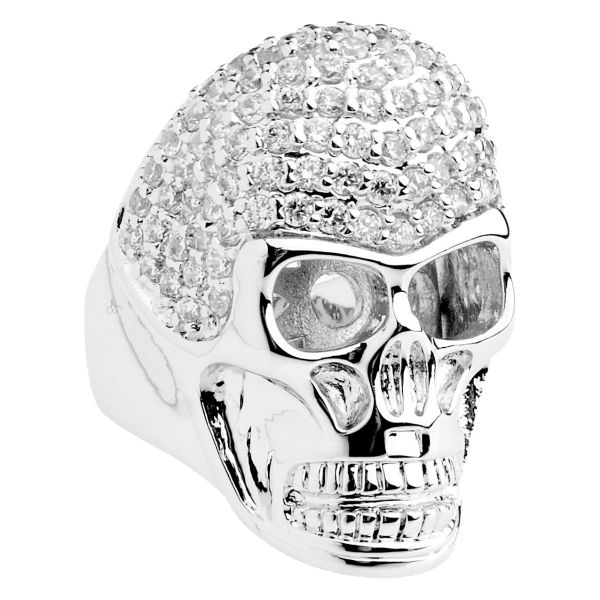 Iced Out Bling Micro Pave Ring - 3D SKULL gold / lemonade