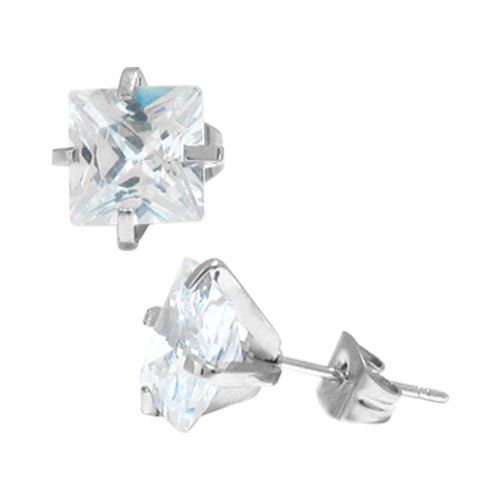 Klassisch 316L Edelstahl Ohrringe Stecker mit Zirconia