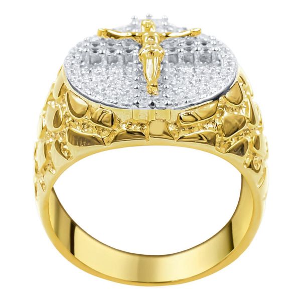 Sterling 925er Silber Iced Out Ring - JESUS CROSS