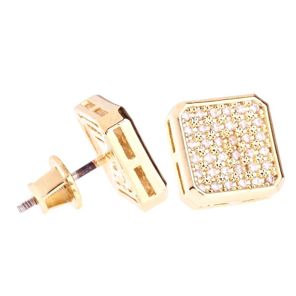 Iced Out Bling Micro Pave Ohrstecker - SLICED 10mm gold