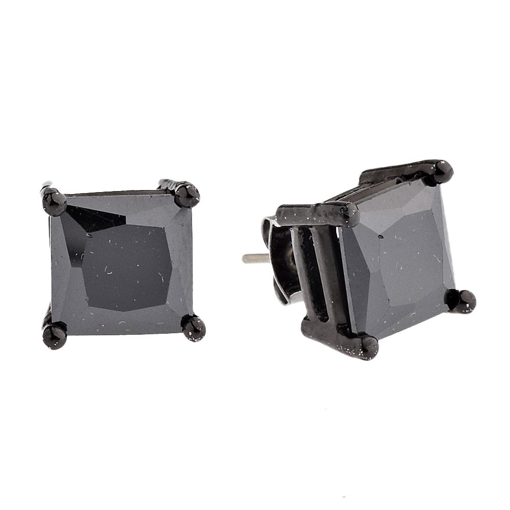 Iced Out Bling Eckige Zirkonia Ohrstecker – schwarz