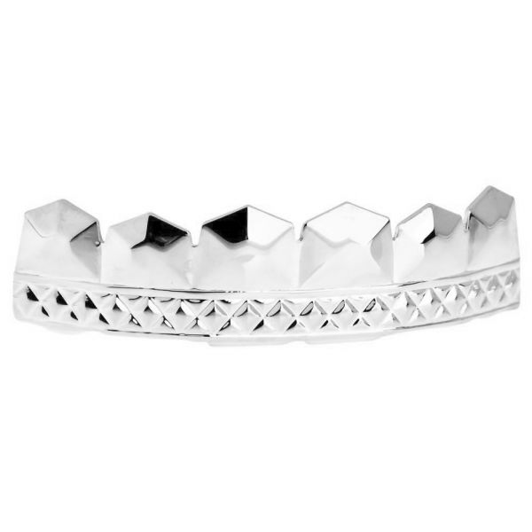 Silber One Size Fits All Bling Grillz ICED OUT TOP 