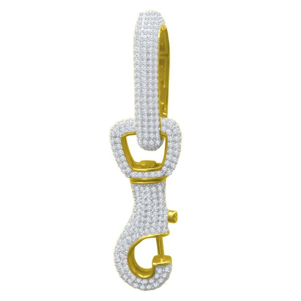925 Sterling Silver Micro Pave Pendant - Carabiner gold