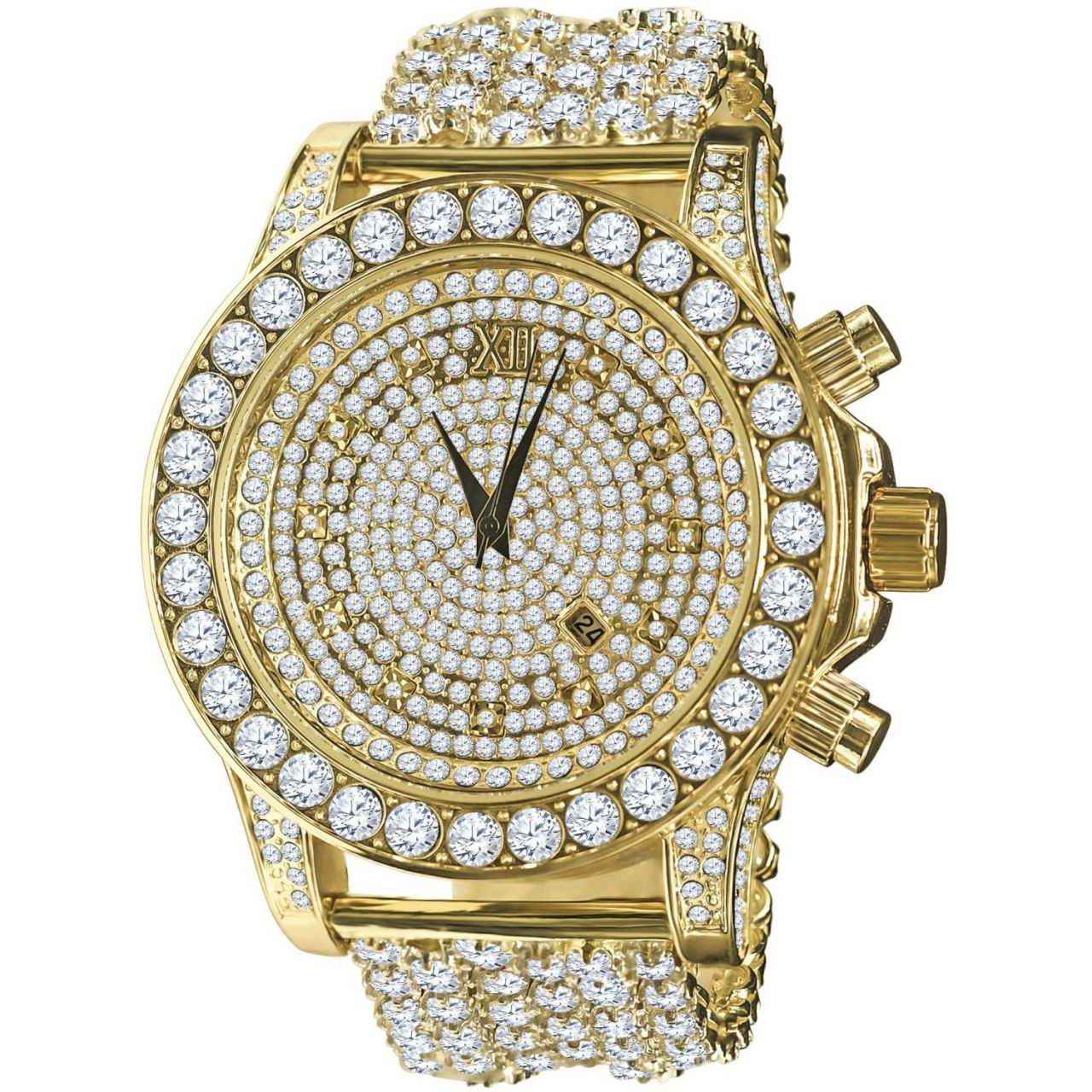 BURNISH High Quality FULL ICED OUT ZIRKONIA Uhr – gold