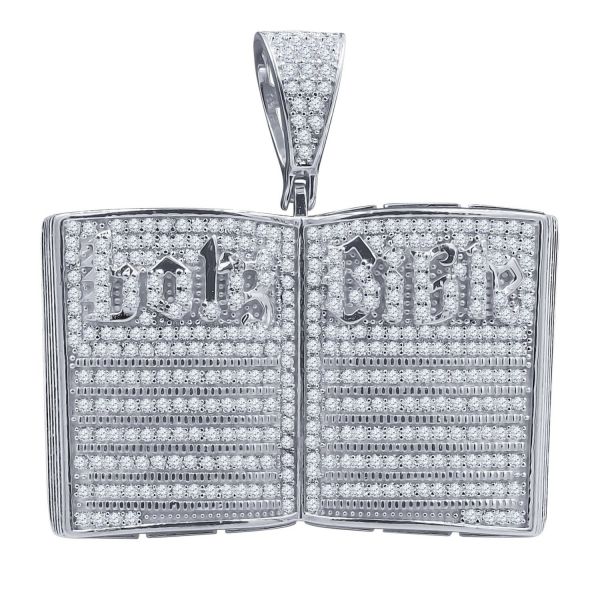 Iced Out 925 Sterling Silver 3D Pendant - HOLY BIBLE