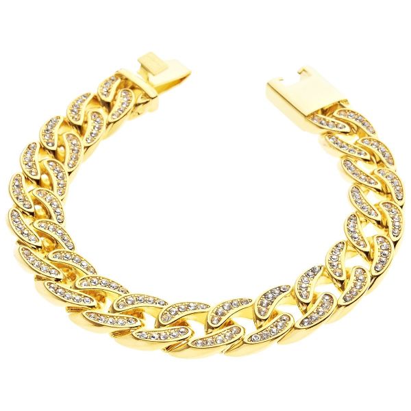 Iced Out Panzerkette Armband Cuban Cz 12mm Gold Cuban Armbänder 