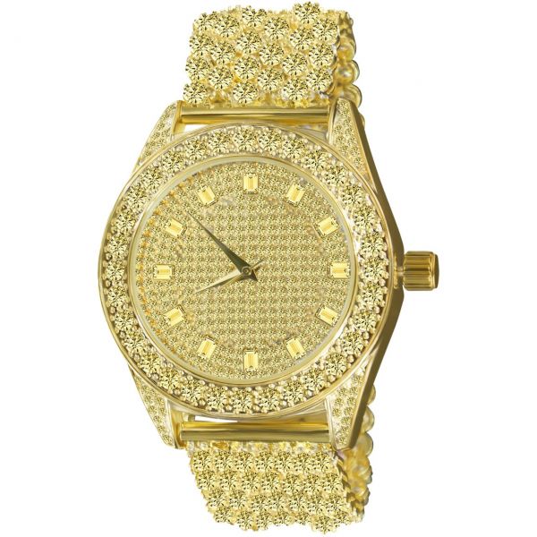 High Quality FULL ICED OUT CZ Watch - gold / gold