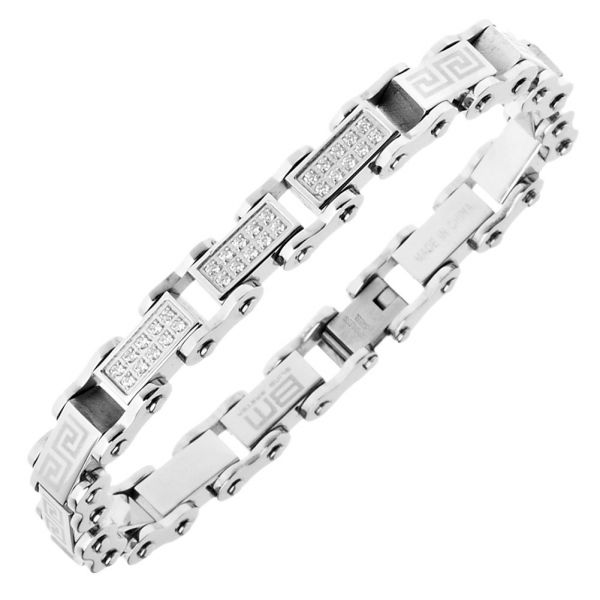 Master Acier Inoxydable Micro Pave Bracelet - 10mm argent