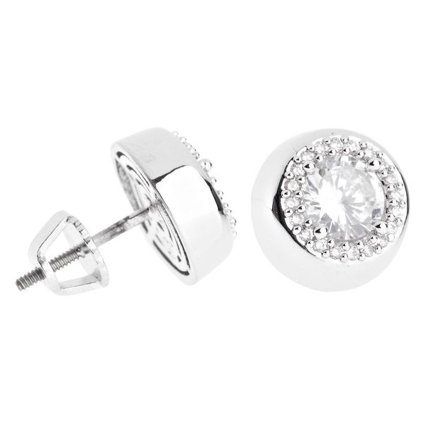 Iced Out Bling Micro Pave Earrings - CENTER 10mm