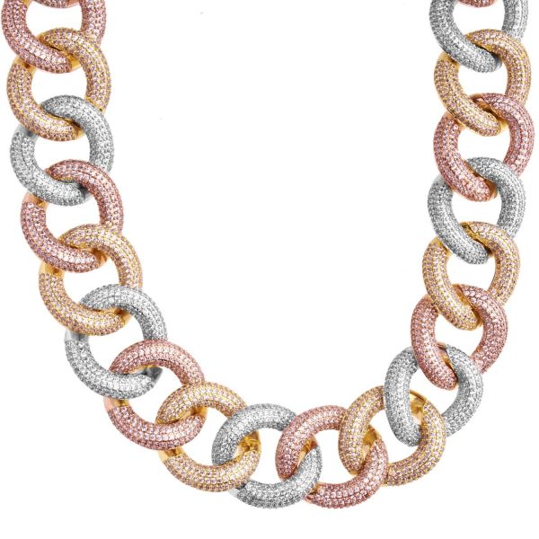 Iced Out Bling Zirconia Chain - MESMERIC Cuban 25mm gold