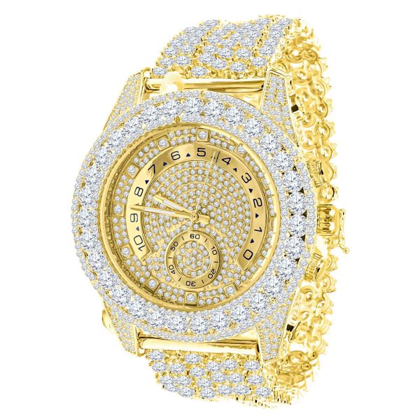 Mens High Quality FULL ICED OUT CZ Watch - gold