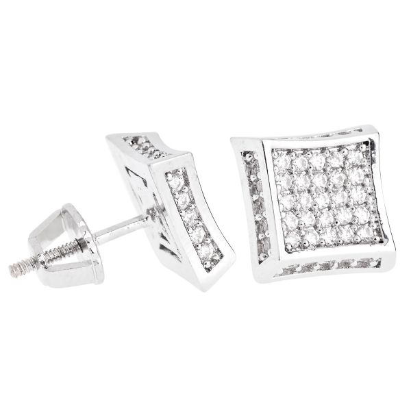 Iced Out Bling Micro Pave Earrings - SIDE KITE 10mm