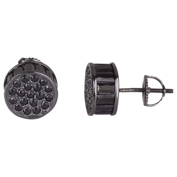 925 Sterling MICRO PAVE Ohrstecker - RUND 10mm schwarz