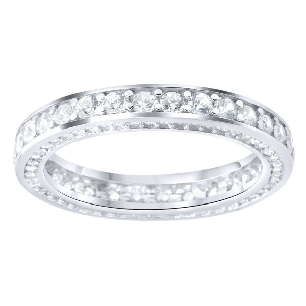 Sterling 925 Silver Pave Ring - Eternity Zirconia Band