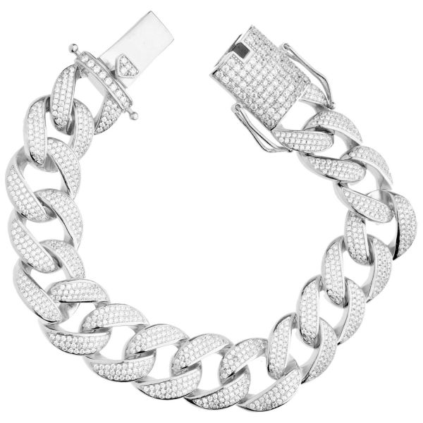 Premium Bling 925 Sterling Silber Armband - MIAMI CURB 18mm