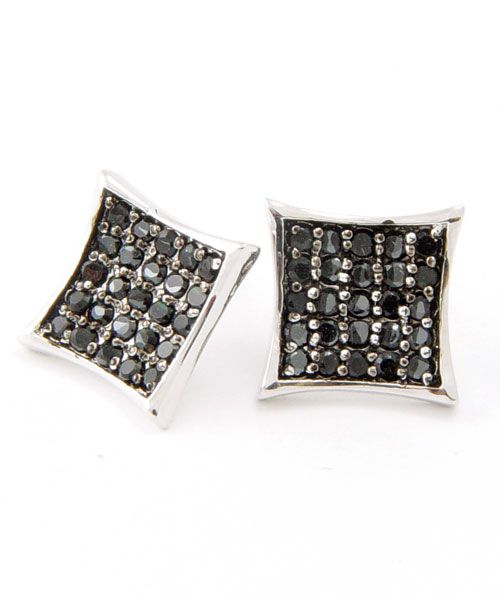 Sterling 925er Silber MICRO PAVE Ohrstecker - ICE black 10mm