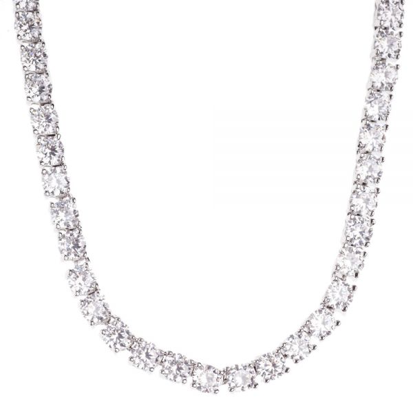 Iced Out Bling ZIRKONIA STEINE 1 ROW Kette - silber 4mm