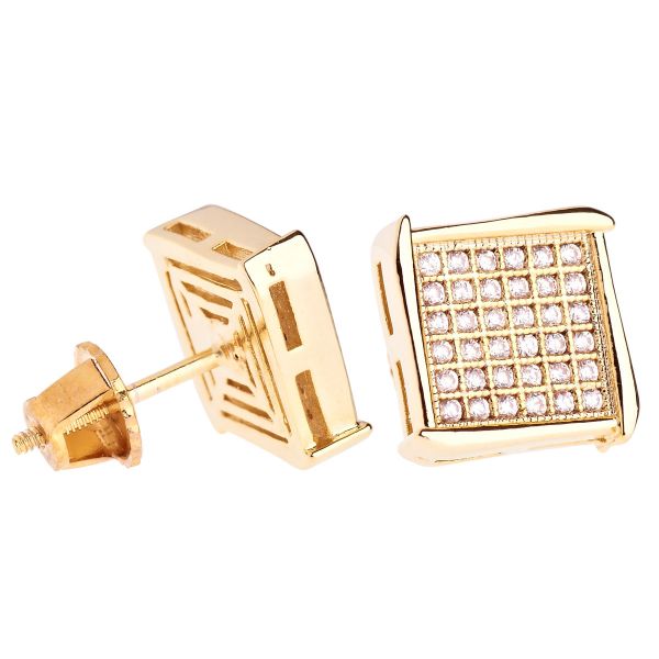 Iced Out Bling Micro Pave Ohrstecker - NOOK 10mm gold