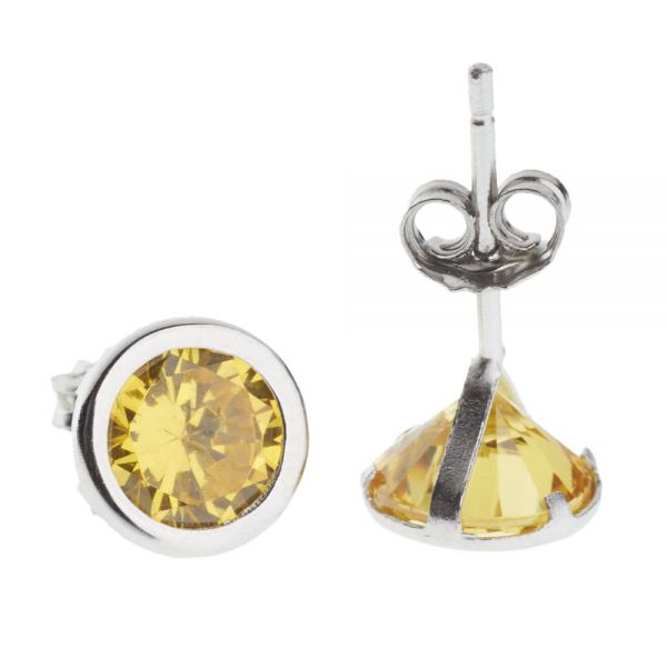 925 Sterling Silber Ohrstecker - Zirkonia Geburtsstein 7mm