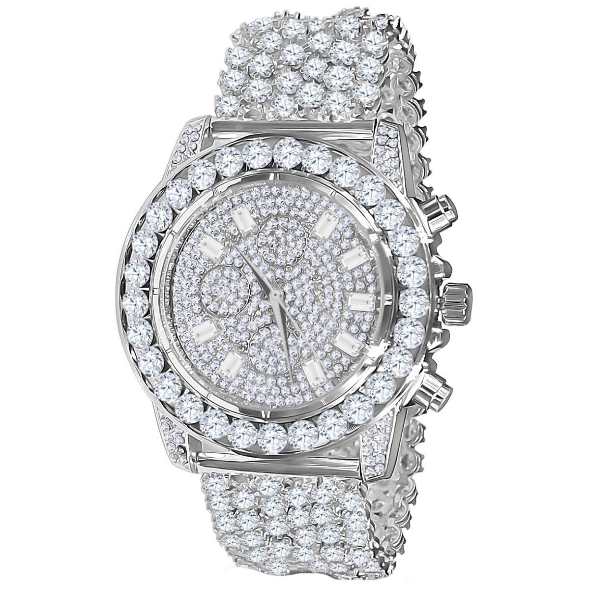 High Quality FULL ICED OUT ZIRKONIA Uhr – silber