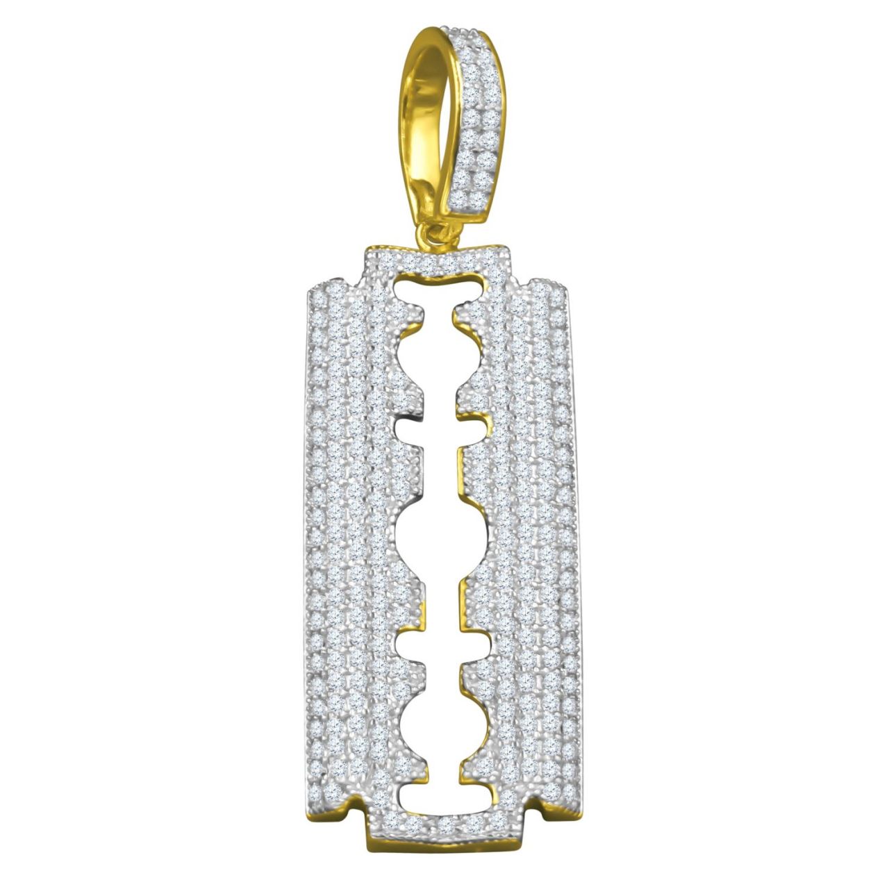 925 Sterling Silber Micro Pave Anh�nger - Rasierklinge gold