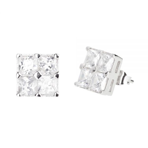 Sterling 925 Silver Earrings - CUBE 10mm