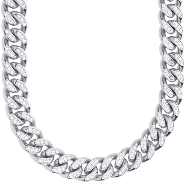 Iced Out Bling Stainless Steel Miami Cuban Chain - 12mm