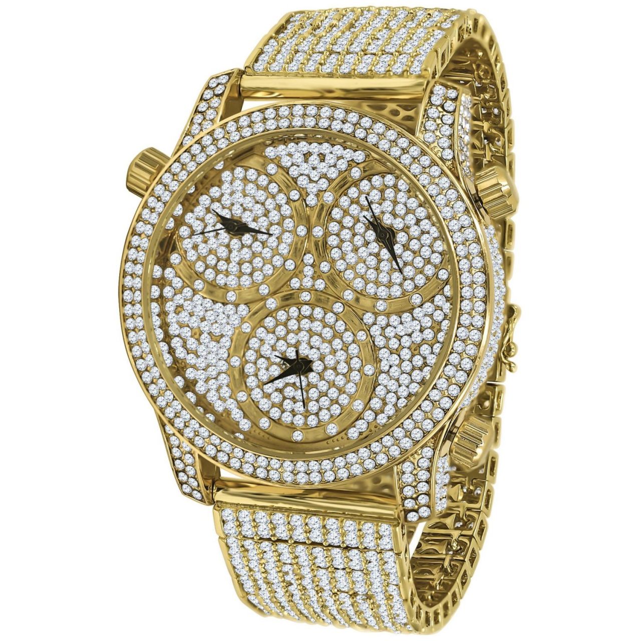 High Quality ICED OUT ZIRKONIA TIMEZONES Uhr – gold