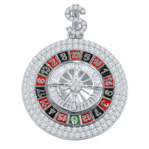 925 Sterling Silber 3D Anhänger - SPINNING ROULETTE