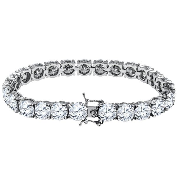Iced Out Bling High Quality Bracelet - SILVER 1 ROW 8mm