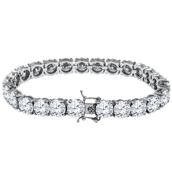 Iced Out Bling Haute Qualité Bracelet - ARGENTE 1 ROW 8mm