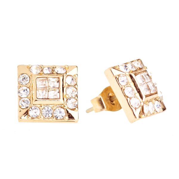 Iced Out Bling Ohrstecker Box - HOT SQUARE gold
