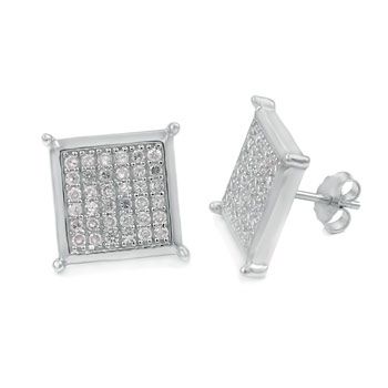 Sterling 92 Silber MICRO PAVE Ohrstecker - STUD 15mm