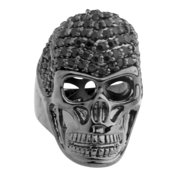 Iced Out Bling Micro Pave Bague - 3D SKULL gold / lemon