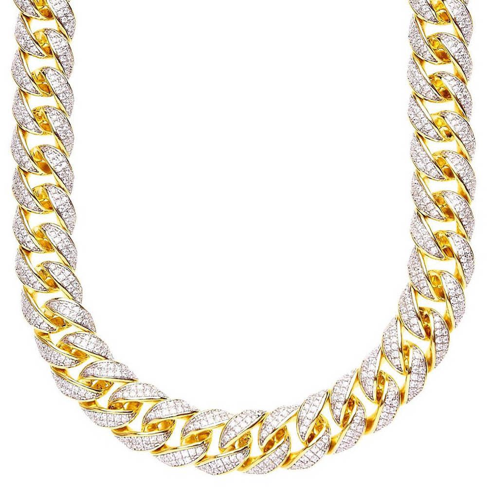 Iced Out Bling Zirkonia Panzerkette – Miami Cuban 15mm gold