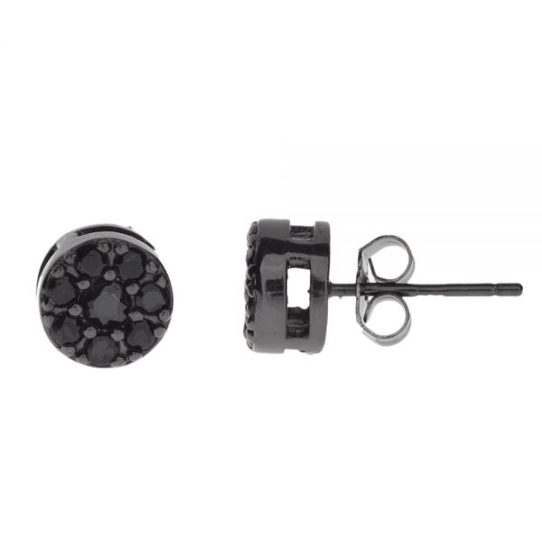 925 Sterling MICRO PAVE Ohrstecker - ROUND 8mm schwarz