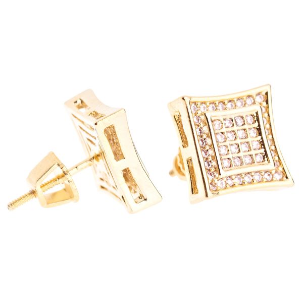 Iced Out Bling Micro Pave Ohrstecker - SQUARE 10mm gold